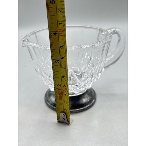Val St Lambert Cut Crystal Creamer Silver Plate Made in Italy Crystal " Nicole" - Picture 12 of 12